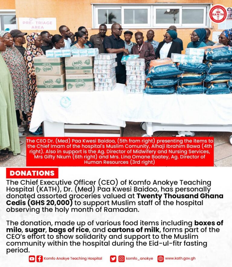 KATH CEO supports Muslim staff members with GHS 20,000 worth of provisions for Ramadan